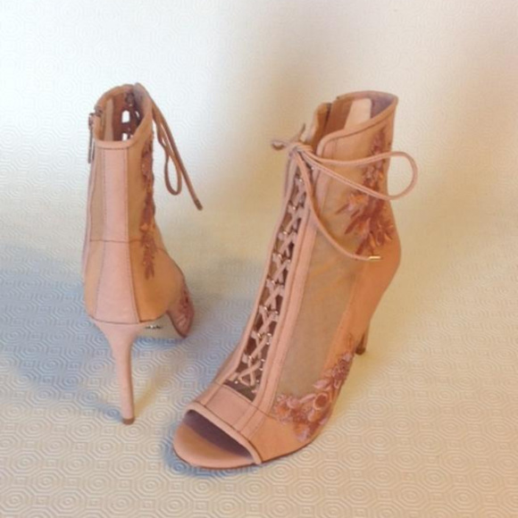 Gianni Bini Shoes - Gianni Bini Janan Persian Pink Mesh Laceup Shootie